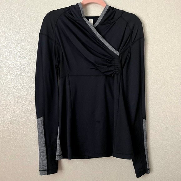 Lululemon Hoodie Womens Size 8 Black Gray Run for Your Life Cross Train Pullover - Picture 4 of 13